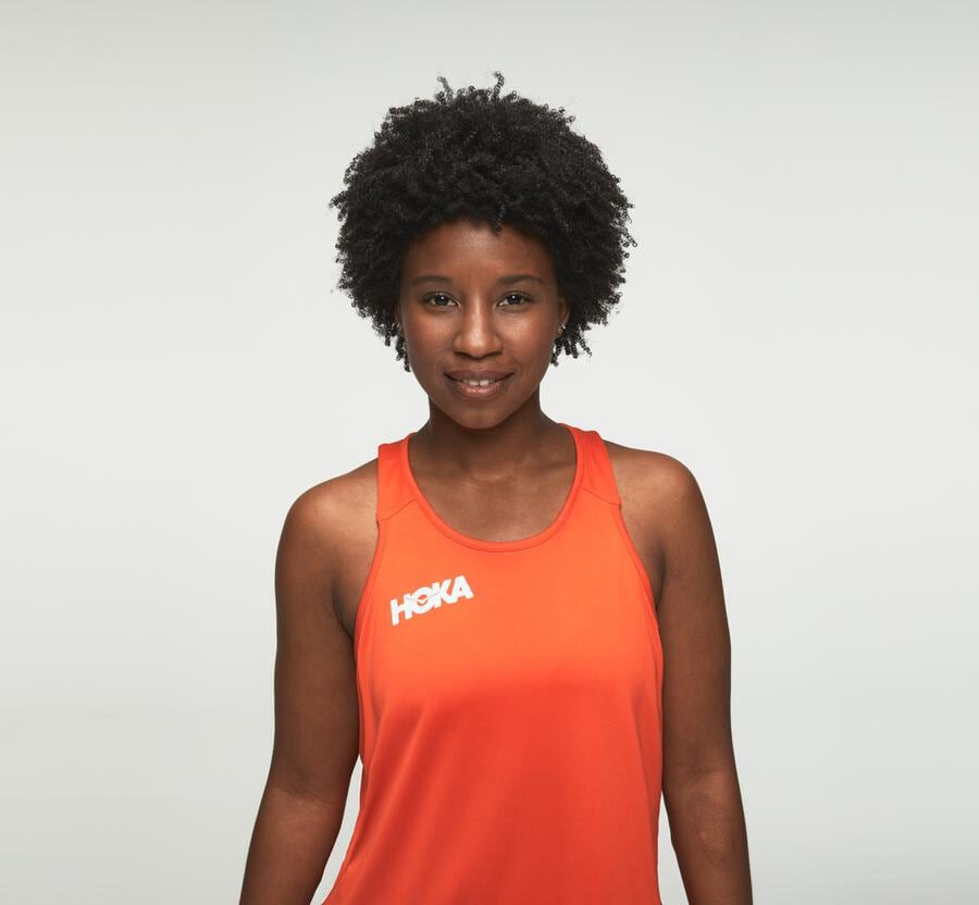 Hoka One One Tops Womens Orange - Performance Tank - 35298HWQJ